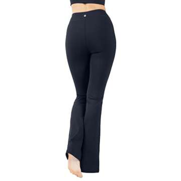 90 Degree By Reflex High Waist Flare Yoga Pant with Front Split - Dark Navy - Small