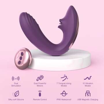 Tracy's Dog Clitoral Licking G Spot Vibrator, Tongue Adult Toys with Remote Control for Women Couple...