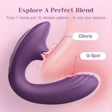 Tracy's Dog Clitoral Licking G Spot Vibrator, Tongue Adult Toys with Remote Control for Women Couple Play, Vibrating Sex Toy for Double Stimulation with 7 Licking & 10 Vibration Patterns, Purple