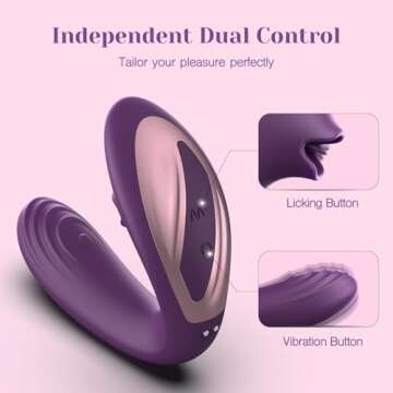 Tracy's Dog Clitoral Licking G Spot Vibrator, Tongue Adult Toys with Remote Control for Women Couple Play, Vibrating Sex Toy for Double Stimulation with 7 Licking & 10 Vibration Patterns, Purple