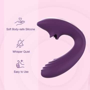 Tracy's Dog Clitoral Licking G Spot Vibrator, Tongue Adult Toys with Remote Control for Women Couple Play, Vibrating Sex Toy for Double Stimulation with 7 Licking & 10 Vibration Patterns, Purple