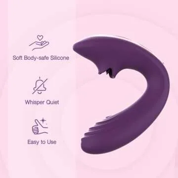 Tracy's Dog Clitoral Licking G Spot Vibrator, Tongue Adult Toys with Remote Control for Women Couple Play, Vibrating Sex Toy for Double Stimulation with 7 Licking & 10 Vibration Patterns, Purple