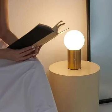 Brightech Kai LED Table Lamp with USB Port - Bedside Reading Modern Desk Lamp, Nightstand Light with...