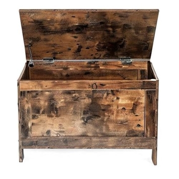 HOOBRO Rustic Brown Toy Box Retro Wooden Storage Bench