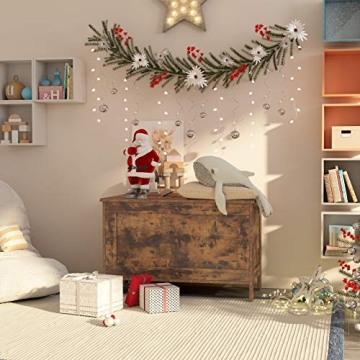 HOOBRO Rustic Brown Toy Box Retro Wooden Storage Bench