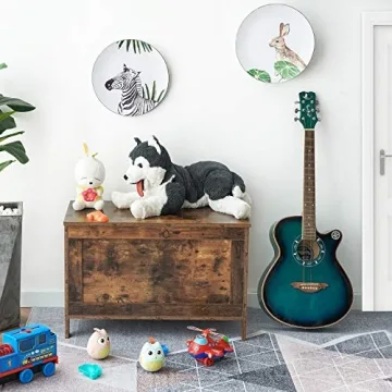 HOOBRO Rustic Brown Toy Box Retro Wooden Storage Bench