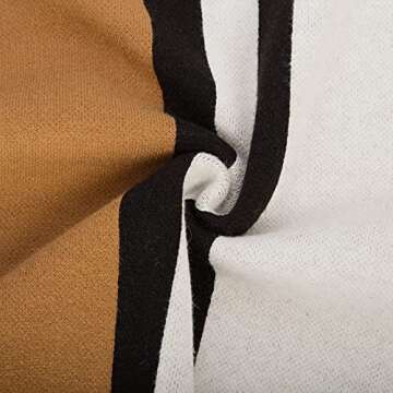 GRACE KARIN Mens Pullover Sweater Mockneck Fashion Striped Vintage 90S Sweater Camel