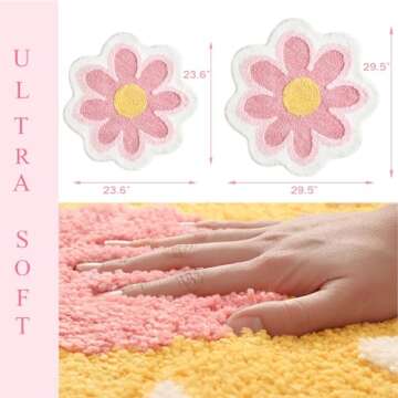 YRXRUS Flower Bath Mat, Pink Bathroom Rug, Beauty Bath Mats, Ultra Soft Microfiber Bath Rug, Machine...