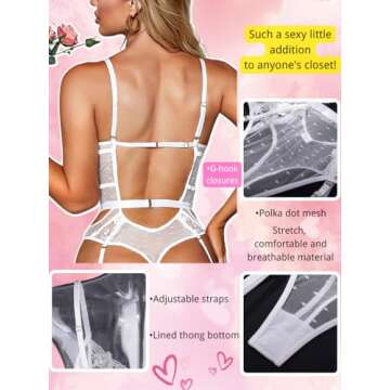 Kaei&Shi Plunge Floral Lace Teddy Bodysuit for Women