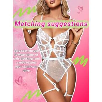 Kaei&Shi Plunge Floral Lace Teddy Bodysuit for Women