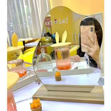 BOOFIRE Makeup Mirror for Desk with Stand,Acrylic Desk Decor Mirror,Cute Room Decor Aesthetic Mirror Separable Wall Mounted Gift Mirror for Women Men Girls (Cloud)