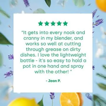 dropps Power Dish Spray: Lemon Verbena | Starter Kit | Contains 6 Refills | Cuts Grease & Fights Stuck On Food | For Sparkling Glassware & Dishes | Refillable Glass Spray Bottle