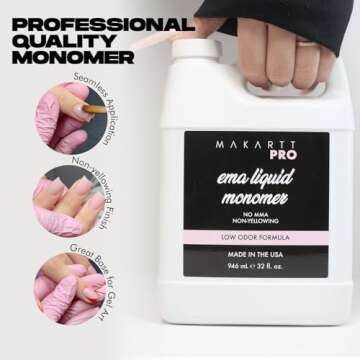 MakarttPro EMA Acrylic Liquid Monomer 946 ml/32 FL Oz, Low Odor & Non-Yellowing Acrylic Nail Liquid,...