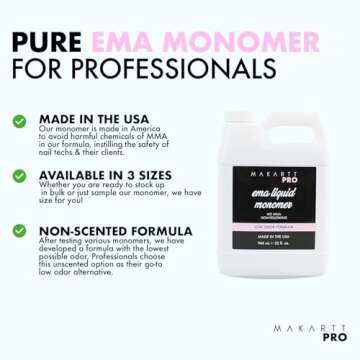 MakarttPro EMA Acrylic Liquid Monomer 946 ml/32 FL Oz, Low Odor & Non-Yellowing Acrylic Nail Liquid, Fast Set Professional Nail Liquid for Nail Technicians.