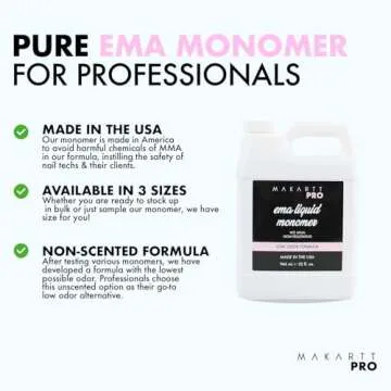 MakarttPro EMA Acrylic Liquid Monomer 946 ml/32 FL Oz, Low Odor & Non-Yellowing Acrylic Nail Liquid, Fast Set Professional Nail Liquid for Nail Technicians.
