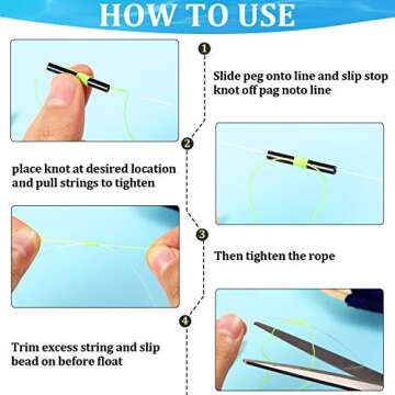 100 Pieces Fishing Bobber Float Stops Bobber Stop String Knots with Beads (Green)