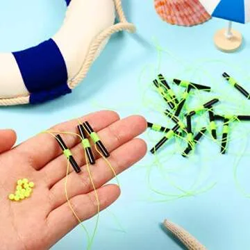 100 Pieces Fishing Bobber Float Stops Bobber Stop String Knots with Beads (Green)