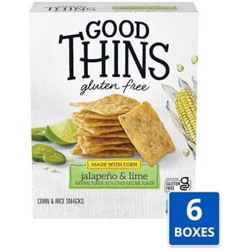 Good Thins Jalapeño & Lime Corn & Rice Snacks Gluten Free Crackers, Bulk Snack Crackers, 6 - 3.5 oz...