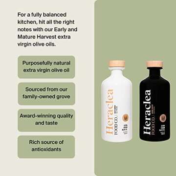 Heraclea Extra Virgin Olive Oil, Organic Olive Oil, Cold Pressed EVOO, Polyphenol Rich Olive Oil, Ma...