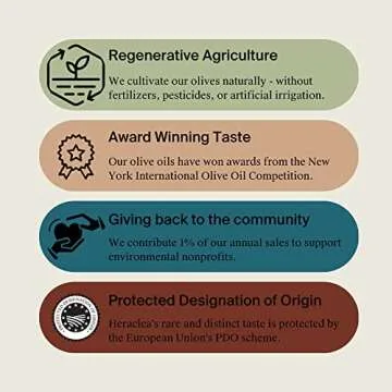 Heraclea Extra Virgin Olive Oil, Organic Olive Oil, Cold Pressed EVOO, Polyphenol Rich Olive Oil, Mature Harvest Cooking Oil, 16.9oz Olive Oil Bottle