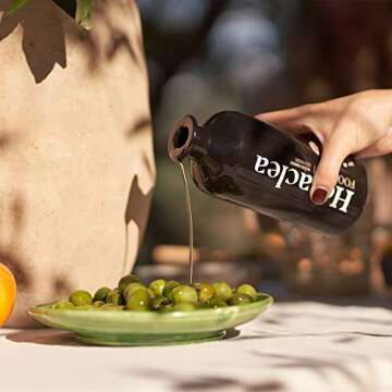 Heraclea Extra Virgin Olive Oil, Organic Olive Oil, Cold Pressed EVOO, Polyphenol Rich Olive Oil, Mature Harvest Cooking Oil, 16.9oz Olive Oil Bottle