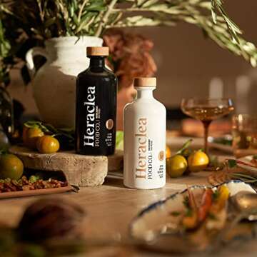 Heraclea Extra Virgin Olive Oil, Organic Olive Oil, Cold Pressed EVOO, Polyphenol Rich Olive Oil, Mature Harvest Cooking Oil, 16.9oz Olive Oil Bottle