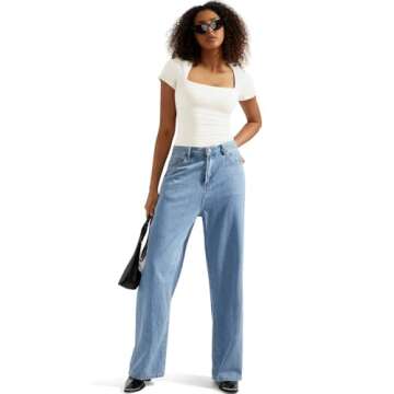 SUUKSESS Women Double Lined Fitted Basic Tee Shirts Square Neck Short Sleeve Y2K Going Out Crop Tops (Pearl, S)