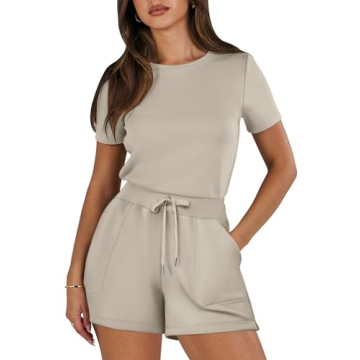 ANRABESS Women's Summer Casual Dressy Short Sleeve Romper Jumpsuit for Beach and Travel 2025 Grey Sm...