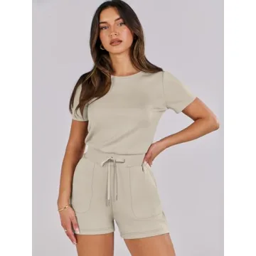ANRABESS Women's Casual Short Sleeve Romper for Summer