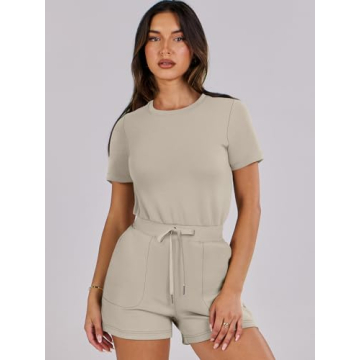 ANRABESS Women's Casual Short Sleeve Romper for Summer