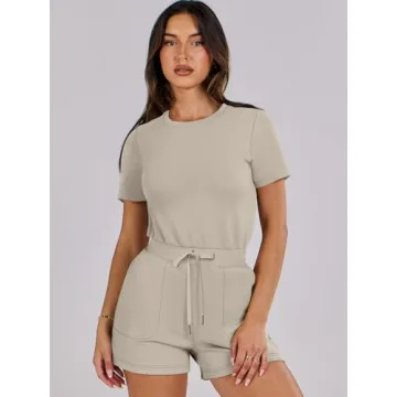 ANRABESS Women's Casual Short Sleeve Romper for Summer