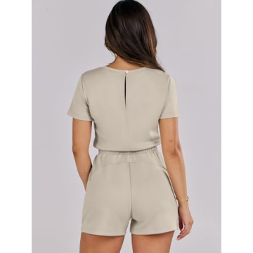 ANRABESS Women's Casual Short Sleeve Romper for Summer