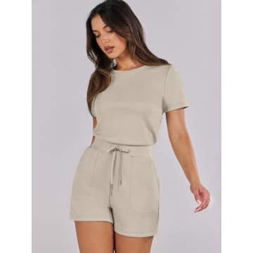 ANRABESS Women's Casual Short Sleeve Romper for Summer