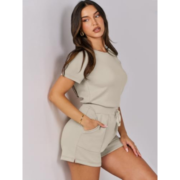 ANRABESS Women's Casual Short Sleeve Romper for Summer