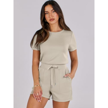 ANRABESS Women's Casual Short Sleeve Romper for Summer