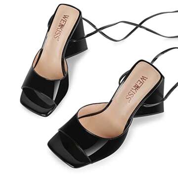 WETKISS Black Strappy Heels - Chic Comfort for All Occasions