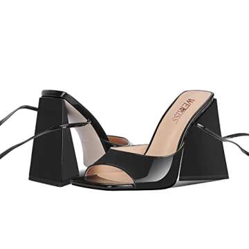 WETKISS Black Strappy Heels - Chic Comfort for All Occasions