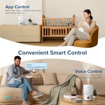 LEVOIT Smart Cool Mist Top Fill Humidifiers for Bedroom with Sensor, Auto Humidity Setting , APP & Voice Control, Essential Oil Diffuser, Ultra Quiet Operation, Super Easy Top Fill, 3L, White