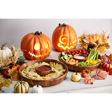 Miusco 12 Inch Chip and Dip Serving Set Premium Acacia Wood