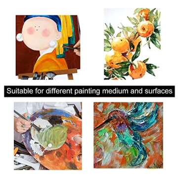 Transon Art Paint Brush Kit 16 Paint Brushes with Foam Brush Sponge Spatula and Brush Case for Oil, Acrylic, Watercolor, Gouache, Painting Dark Grey