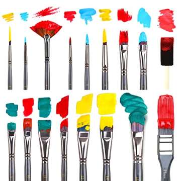 Transon Art Paint Brush Kit 16 Paint Brushes with Foam Brush Sponge Spatula and Brush Case for Oil, Acrylic, Watercolor, Gouache, Painting Dark Grey