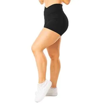 Puedizux Women's High Waisted Biker Shorts Cross Waist Workout Yoga Shorts Running Leggings with/no Pocket