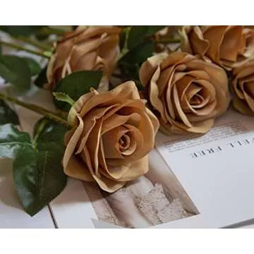 DuHouse 10pcs Fake Roses for Weddings and Decor