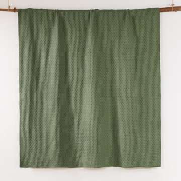 Levtex Home - Cross Stitch Forest Green Quilt Set - 100% Cotton - King/Cal King Quilt (106x92in.) + 2 King Shams (36x20in.) - Reversible - Cotton Fabric