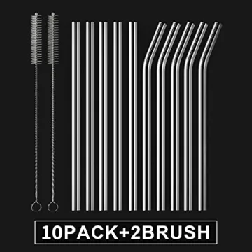 HeykirHome 10-Pack Reusable Glass Straw,Size 8.5''x10 MM,Including 5 Straight and 5 Bent with 2 Cleaning Brush- Perfect For Smoothies, Tea, Juice