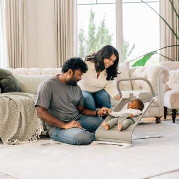 Baby Delight Alpine Deluxe Portable Baby Bouncer | Infant | 0-6 Months | 100% GOTS Certified Organic Cotton Fabric | Organic Sage