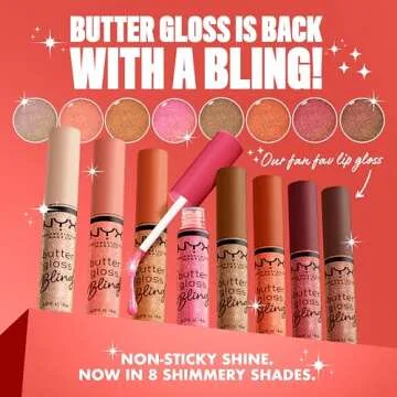 NYX PROFESSIONAL MAKEUP Butter Gloss Bling Lip Gloss, Non Sticky and Shiny Vegan Lip Makeup - Pay Me In Gold