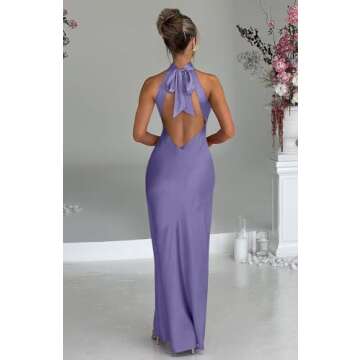 Memoriesea Women's Elegant Backless Purple Maxi Dress