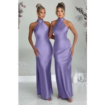 Memoriesea Women's Elegant Backless Purple Maxi Dress