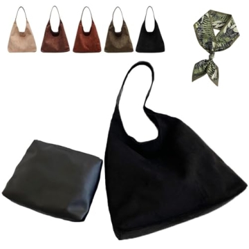 Green Suede Bag: Retro Suede Hobo Handbag for Women